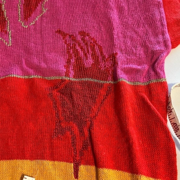 VINTAGE Herb Ghestler by Joni Breschel Red Pink sweater M - Picture 7 of 9